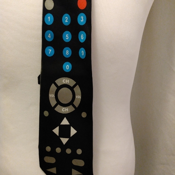 Black Tie Remote Control Theme Necktie Men's Neck - Picture 2 of 2